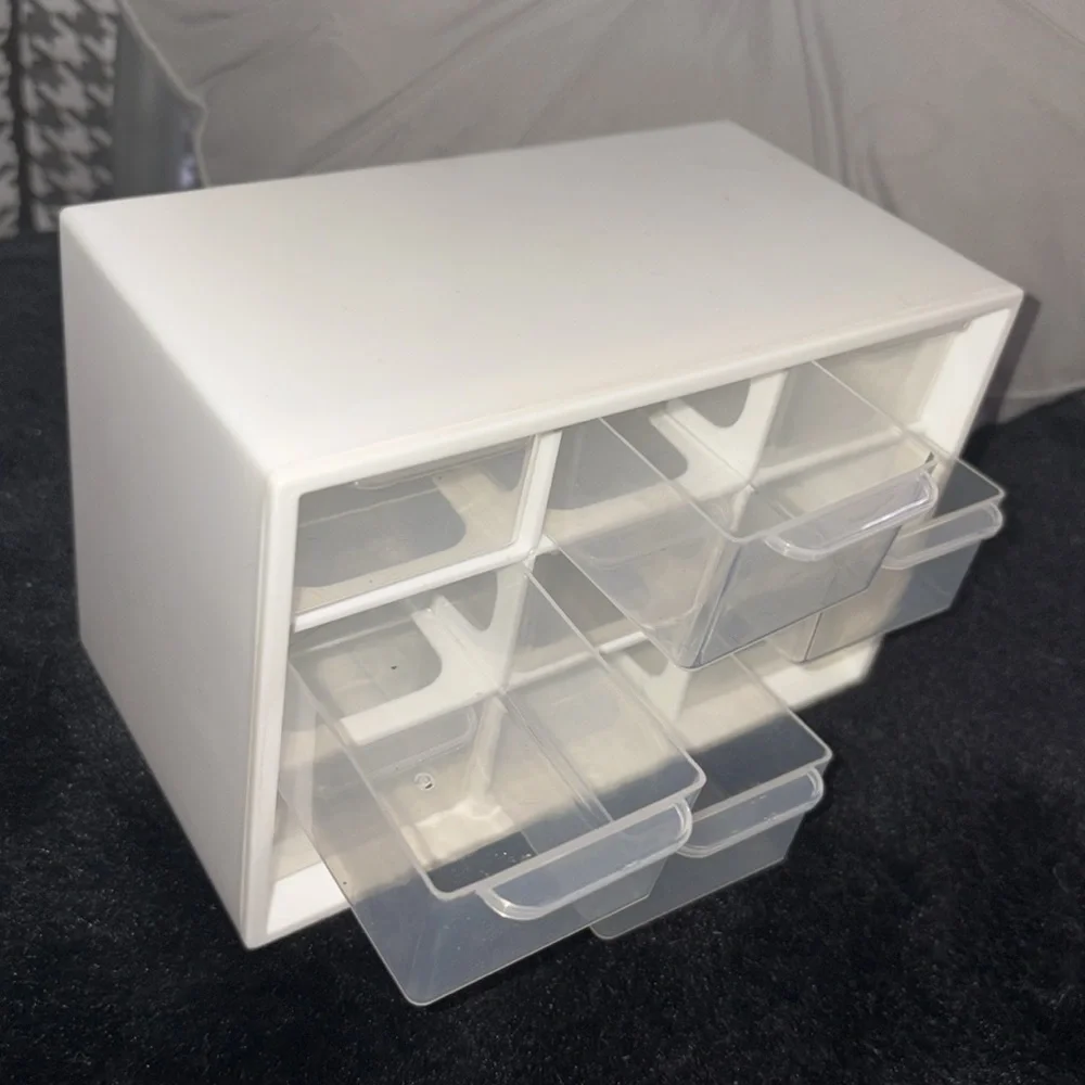 White Storage Organizer with Clear Drawers